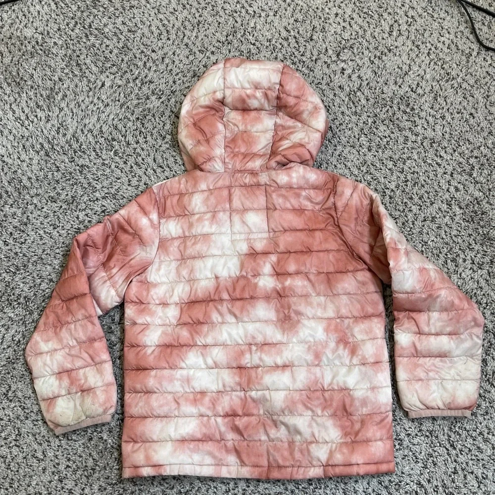 Gap Kids Puffer Jacket S Hooded Tie Dye Pink White‎ Primaloft Water Resistant